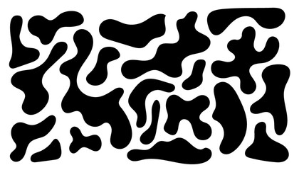 Fototapeta na wymiar Irregular blob, set of abstract organic shapes. Abstract irregular random blobs. Simple liquid amorphous splodge. Trendy minimal designs for presentations, banners, posters and flyers.