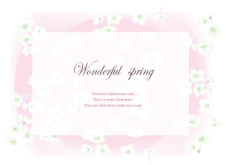 ピンクの桜模様の背景水彩風イラスト