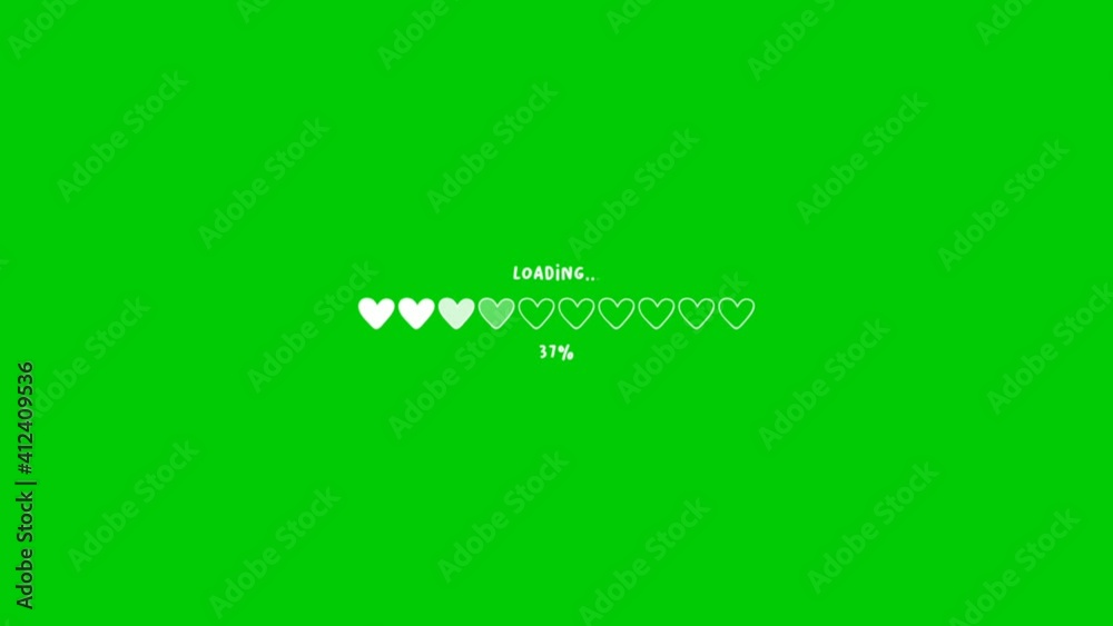 Poster Loading animation with bar heart icon on green screen background. Animated green screen background
