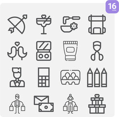 Simple set of narratives related lineal icons.