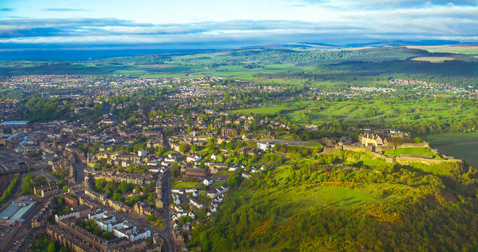 Panoramic aerial view of Stirling Castle in Scotland