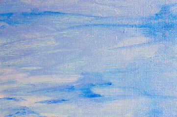 Fototapeta premium creative sky background: temporary image of cloudy blue heaven on a rough canvas with colored primer