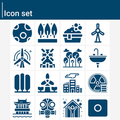 Simple set of geographic area related filled icons.