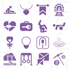 16 pack of hollow  filled web icons set