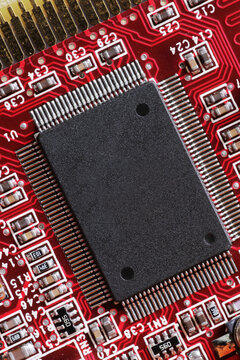 Red circuit board of a computer