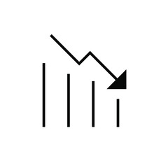 Graph down, reduce progress glyph icon. Simple solid style efficiency decrease graphic, finance chart, abstract graph, trend vector illustration. Arrow below, bankrupt. EPS 10