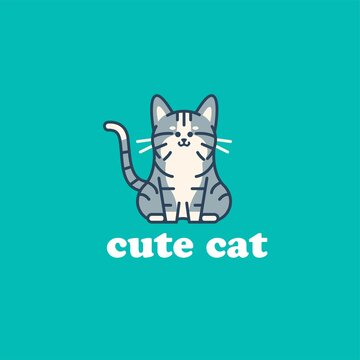 cute cat logo illustration