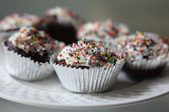 Fresh home made cupcakes with sprinkles
