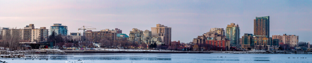 Burlington, Ontario view from Lake Ontario in February