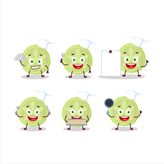 Cartoon character of slice of bilimbi with various chef emoticons