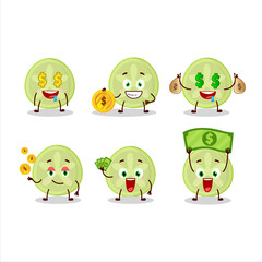 Slice of bilimbi cartoon character with cute emoticon bring money