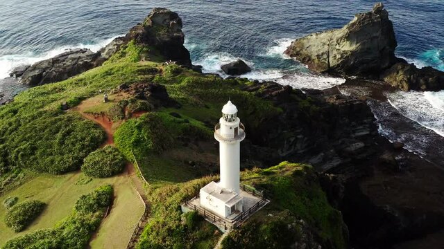 drone view uganzaki lighthouse ishigaki island Okinawa