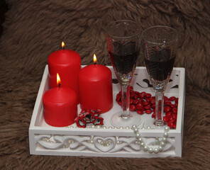 red candles in the white box