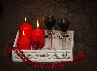 red candles in the white box
