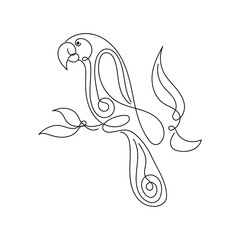 Parrot Bird Line Art vector illustration, Abstract Minimalist Wall Art