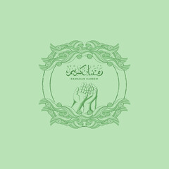Ramadan kareem with hand drawn islamic ornament illustration background