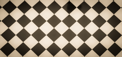 Black And White Checkered Floor Tiles, abstract background, texture