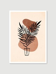 Contemporary art posters in pastel colors. Botanical wall art vector. Minimal and natural wall art. Abstract Plant Art design for print, wallpaper, cover. Modern vector illustration.