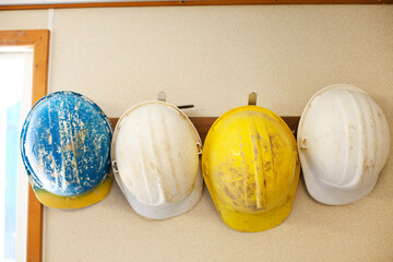 Safety hardhats hanging up.