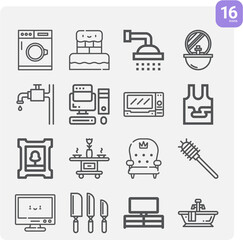Simple set of piece of related lineal icons.