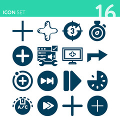 Simple set of 16 icons related to fastest