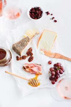 Cheeseboard with wine