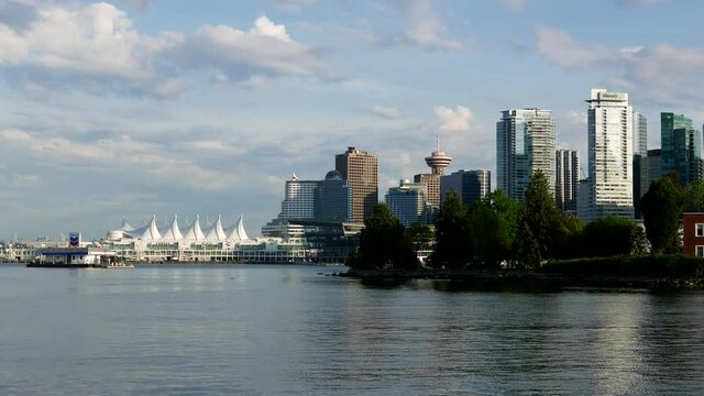 One side view of the Vancouver downtown skyline and waterfront