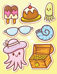 Cute hand drawn stickers collection
