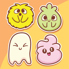 Cute hand drawn monsters stickers
