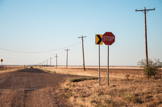 Remote dirt highway in central United States