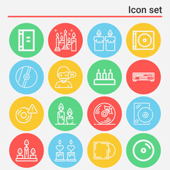 16 pack of standard candle  lineal web icons set