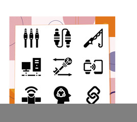 Simple set of 9 icons related to connecting