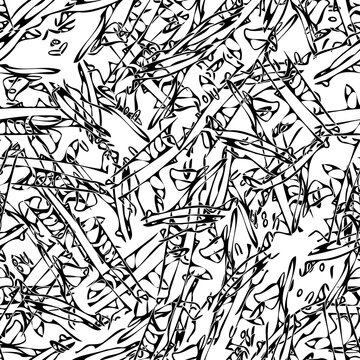 Seamless monochrome pattern of abstract elements