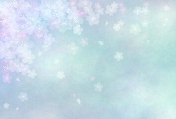 幻想的な桜の背景素材　青空と風と