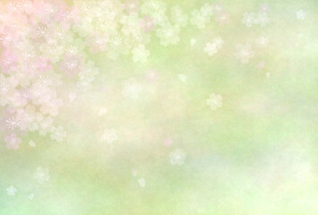 幻想的な桜の背景素材　芽吹きの緑の中