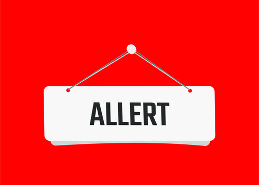 allert text on door sign vector illustration with red background