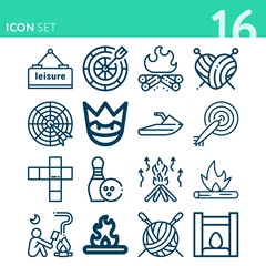 Fototapeta premium Simple set of 16 icons related to spare time