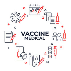 Set of Medical Vaccine icon. Medical Syringe pack symbol template for graphic and web design collection logo vector illustration