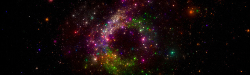 Obraz premium Banner Star field background . Starry outer space background texture . Colorful Starry Night Sky Outer Space background. 3D illustration