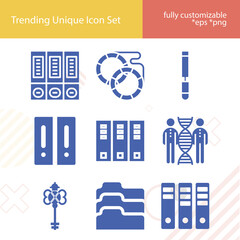 Simple set of many related filled icons.