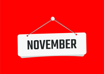 november text on door sign vector illustration with red background