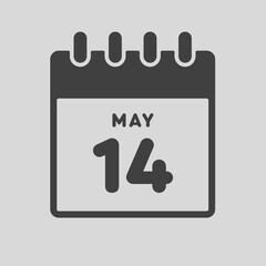 Icon day date 14 May, template calendar page