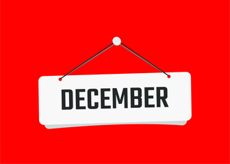 december text on door sign vector illustration with red background
