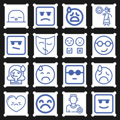 16 pack of tragic  lineal web icons set