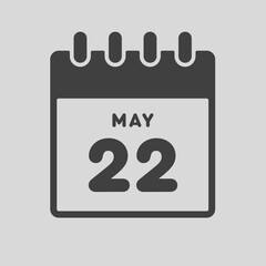 Icon day date 22 May, template calendar page
