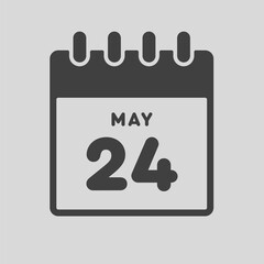 Icon day date 24 May, template calendar page