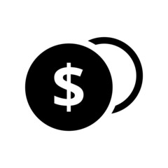 Dollar money coins icon vector graphic illustration