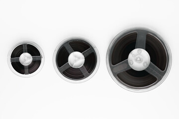 Three sizes of tape reel