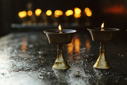 Oil lamps in the temple