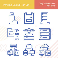 Simple set of memory board related lineal icons.